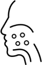 Simple line drawing of a sad or distressed face with hand to head, expressing dental pain or concern.