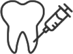 Tooth outline with syringe icon representing dental injection or anesthesia treatment.