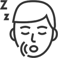 Person sleeping peacefully with "Z" symbols indicating sleep, dental health context.
