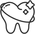 Tooth with dental crown icon representing cosmetic dentistry services